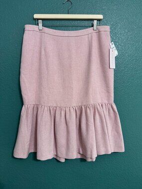 NWT Rachel Parcell Herringbone Tweed Flounce Mermaid Hem Skirt Pink XL